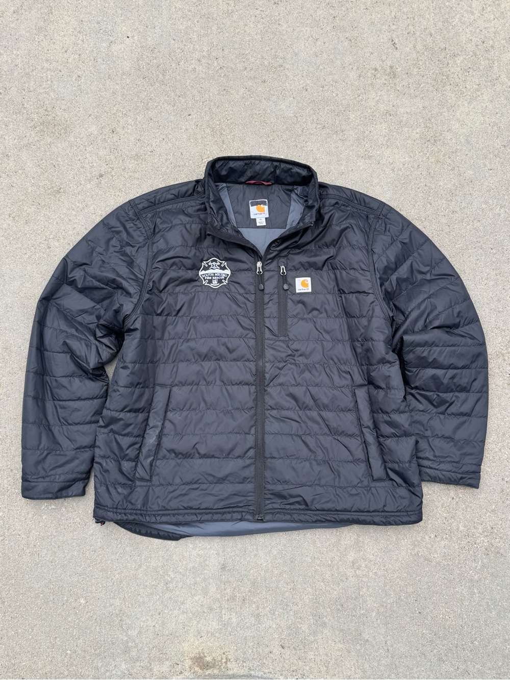 Carhartt Black Quilted Puffer Jacket with Chest Patch